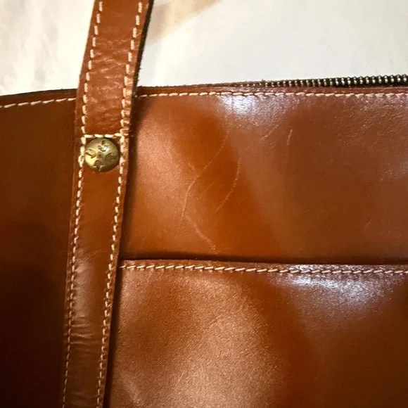Vintage Used Patricia Nash Leather Chantilly Satchel Tan Color Group Heritage - Picture 6 of 10